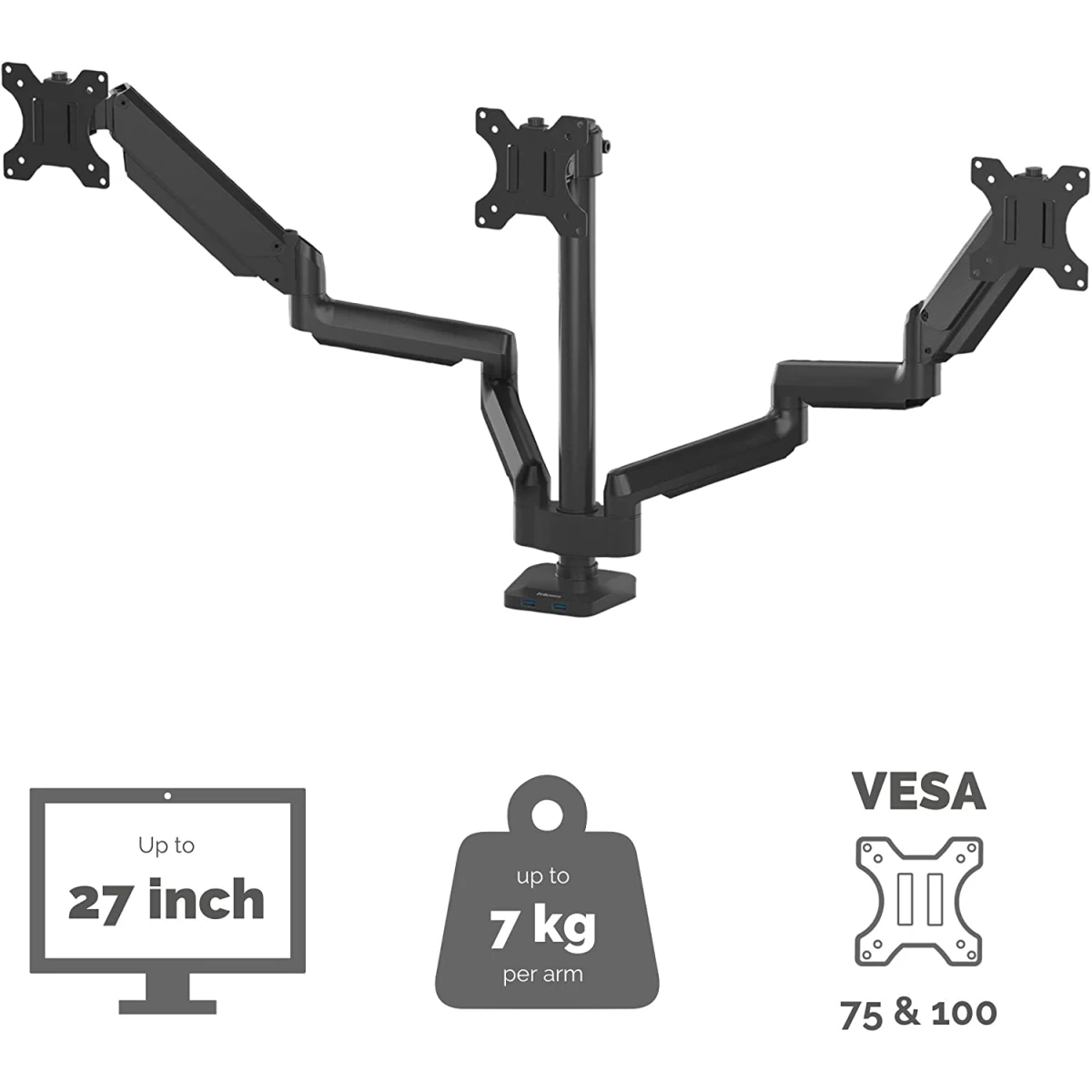 Fellowes Platinum Series Triple Monitor ARM Black Fellowes Platinum Series Triple Monitor ARM Black